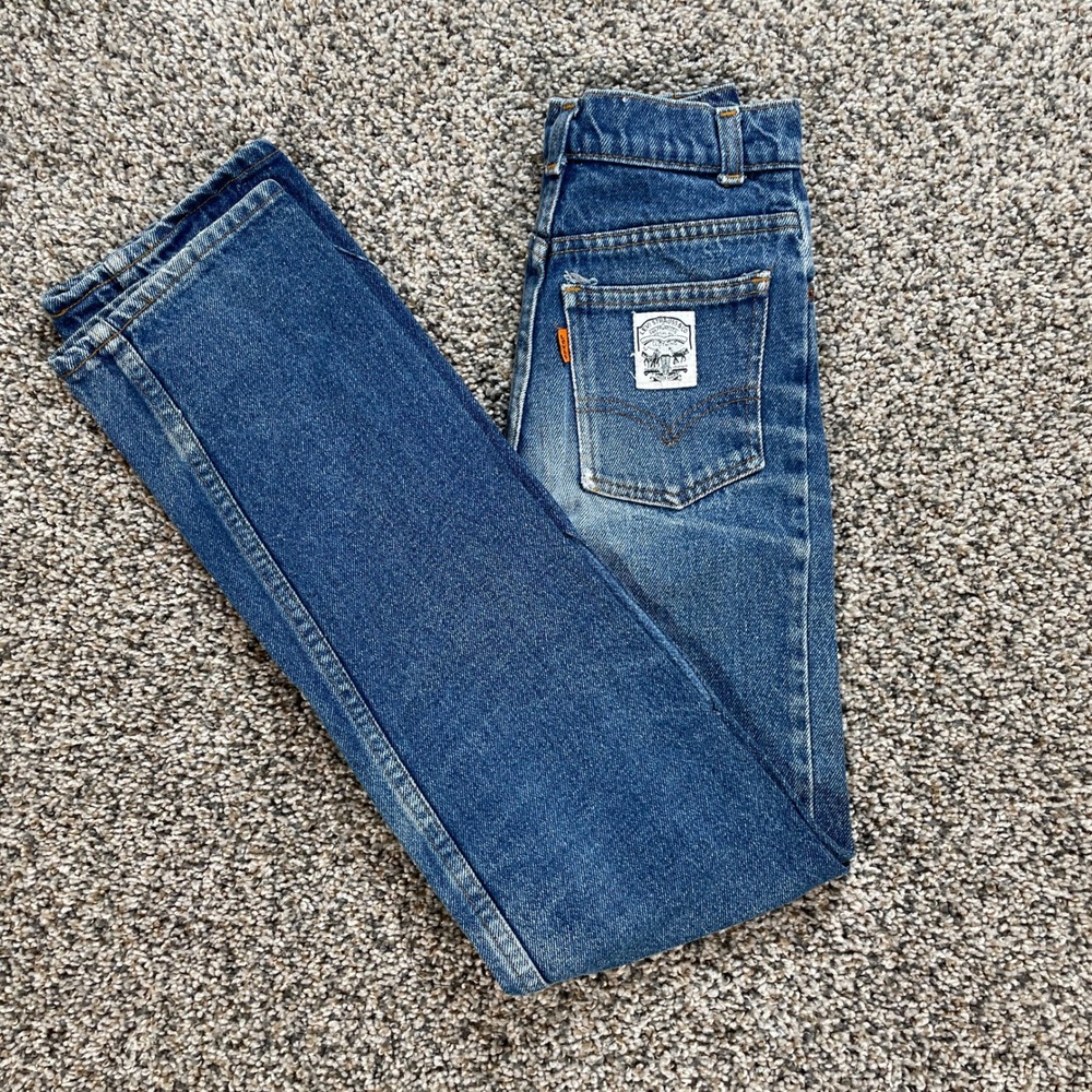 Vintage Levis Orange Tab Women's 22x30 Double Knee Jeans USA Made Medium Wash